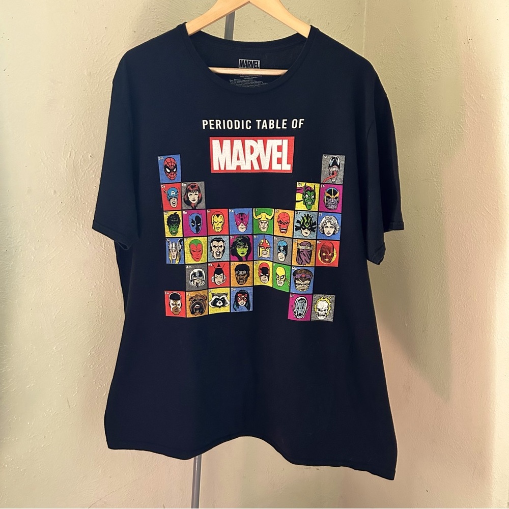 Men’s Black Marvel Table of Elements Graphic Tee
